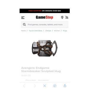 $3.48 Avengers: Endgame Stormbreaker Sculpted Mug | GameStop雷神马克杯
