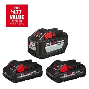 Milwaukee M18 18-Volt Lithium-Ion High Output 12.0Ah Battery with Two 3.0Ah Batteries (3-Pack)