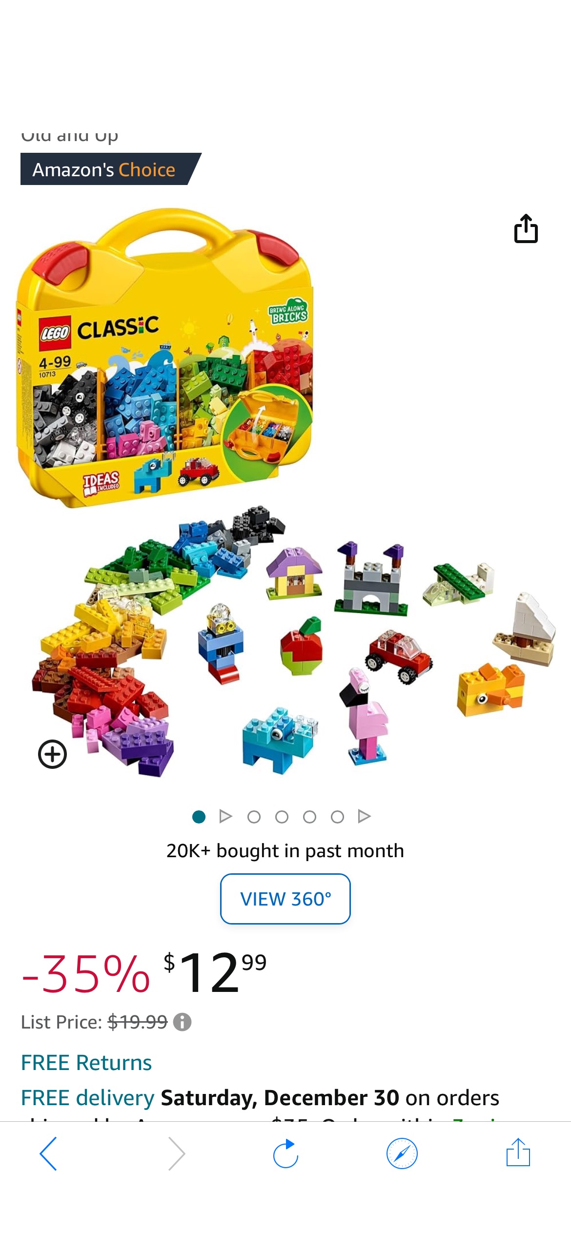 Amazon.com: LEGO Classic Creative Suitcase 10713 - Includes Sorting Storage Organizer Case with Fun Colorful Building Bricks, Preschool Learning Toy for Kids, Boys and Girls Ages 4 Years Old and Up : 