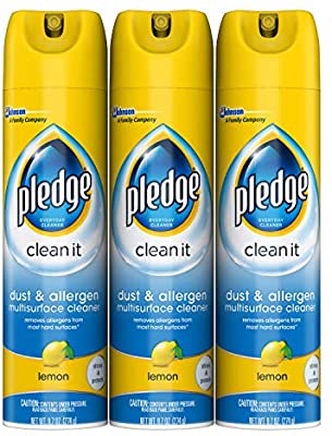 Amazon.com: Pledge 多功能清洁喷雾剂 除尘除过敏源 柠檬香 3瓶装 ，