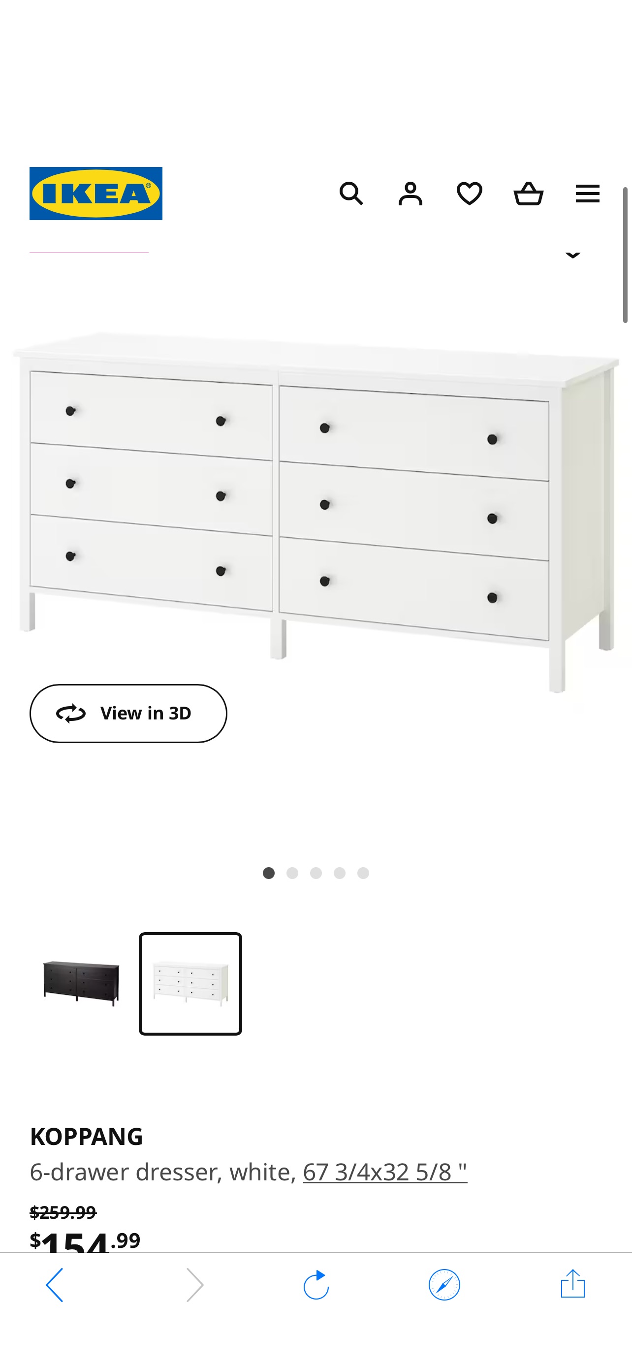 KOPPANG 6-drawer dresser, white, 673/4x325/8" - IKEA