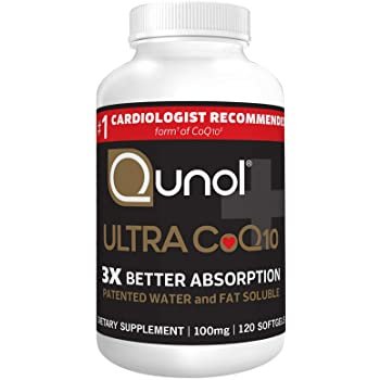 Qunol Ultra CoQ10 100mg, 3x Better Absorption, Patented Water and Fat Soluble Natural Supplement Form of Coenzyme Q10,120 Count Softgels