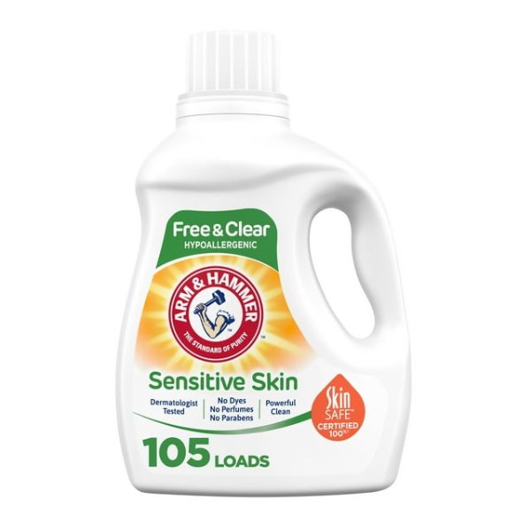 Sensitive Skin Free & Clear, 105 Loads Liquid Laundry Detergent, 105 Fl oz