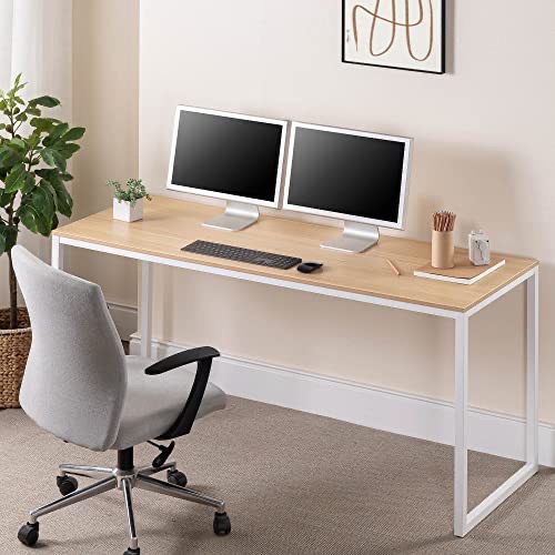 Amazon.com: ZINUS Jennifer 63 Inch White Frame Desk / Computer Workstation / Office Desk / Easy Assembly, Natural : Home & Kitchen