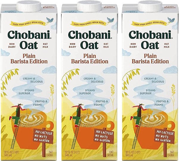 Oat Milk, Plain Oat Barista Edition 32 FL OZ (Pack-3)