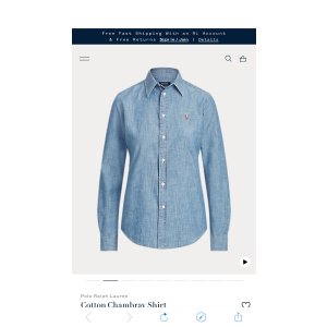$59.99 Polo Cotton Chambray Shirt经典牛仔衬衣