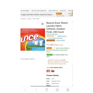 $7.71 Amazon.com: Bounce Dryer Sheets Laundry Fabric Softener, Outdoor Fresh, 240 Count : 烘干纸240张