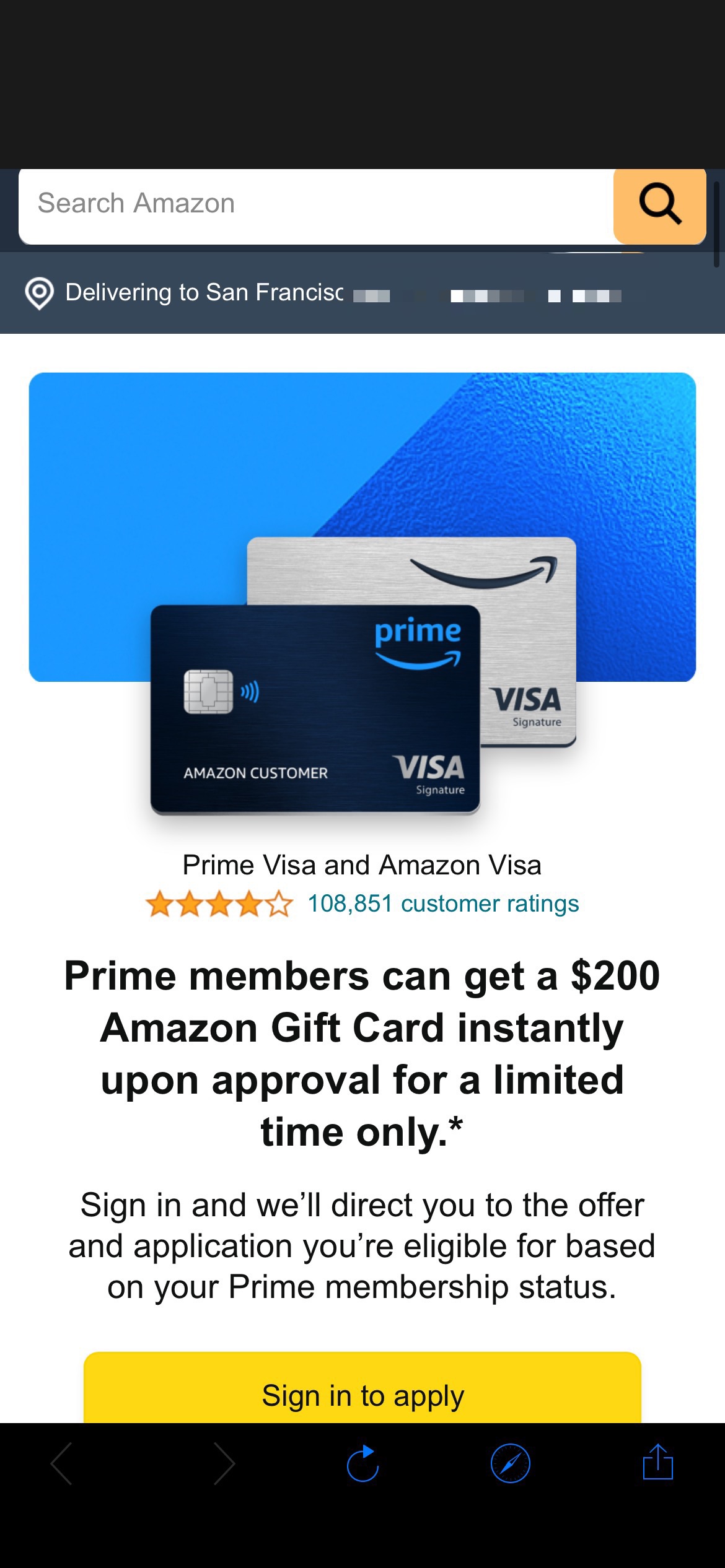 Chase Amazon Prime 信用卡 $200开卡奖励