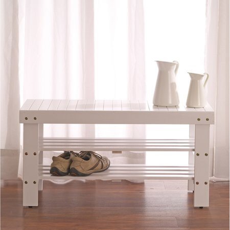 Roundhill Pina Solid Wood Storage Shoe Bench
