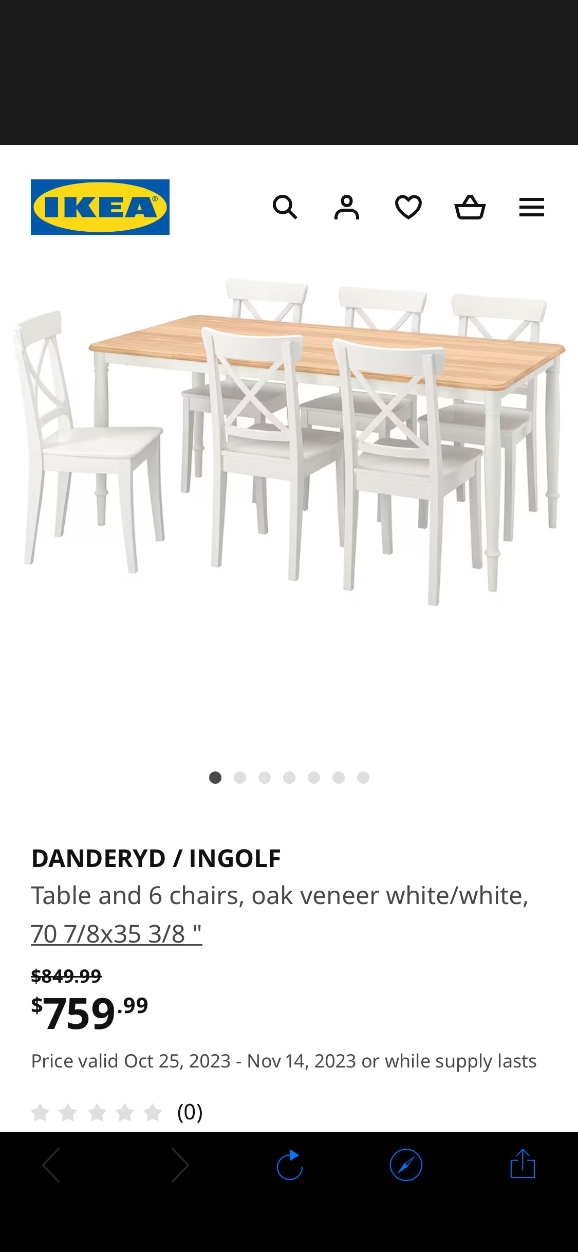 IKEA 桌椅七件套