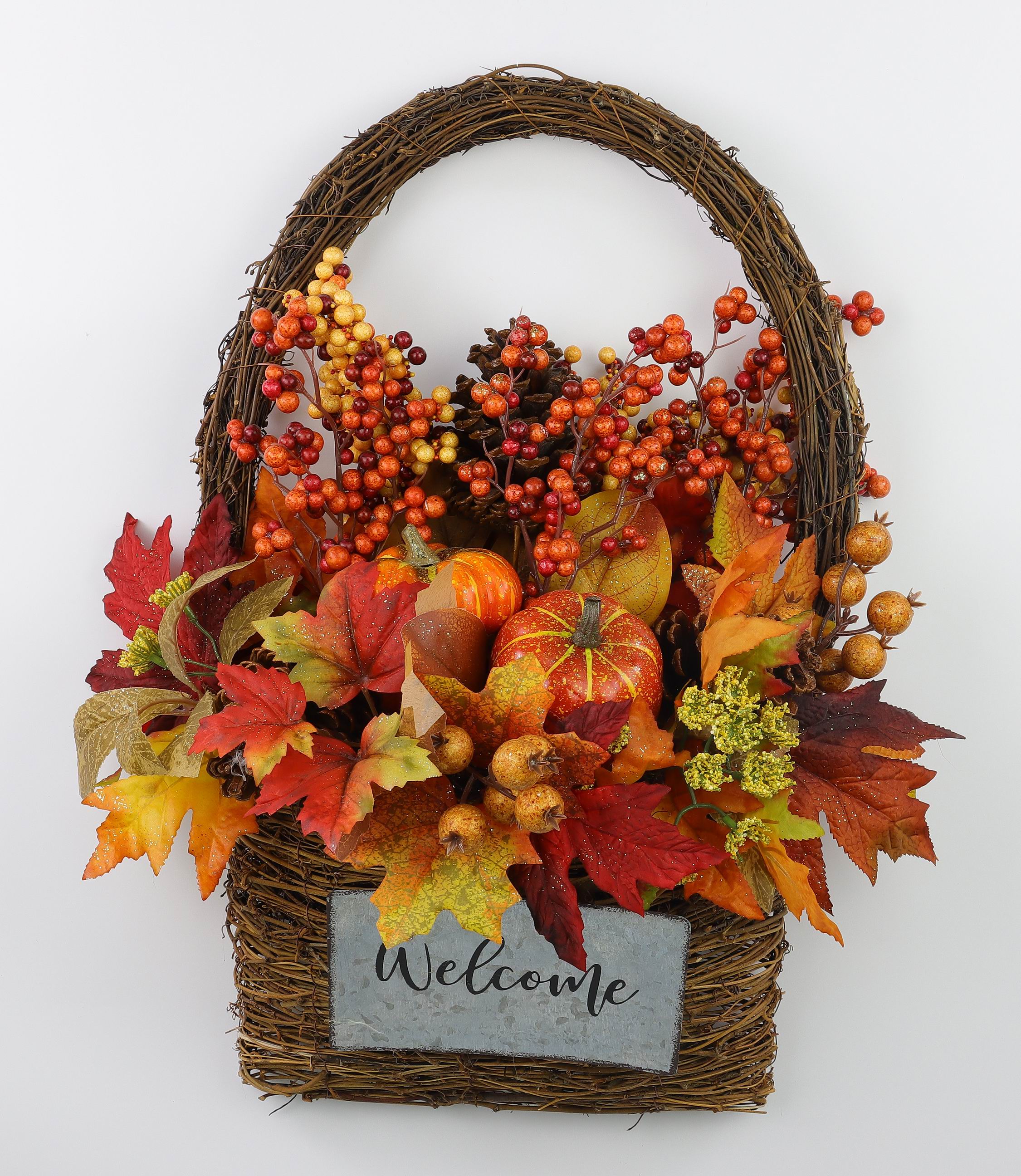 Way To Celebrate Basket Wreath Red Leaf - Walmart.com