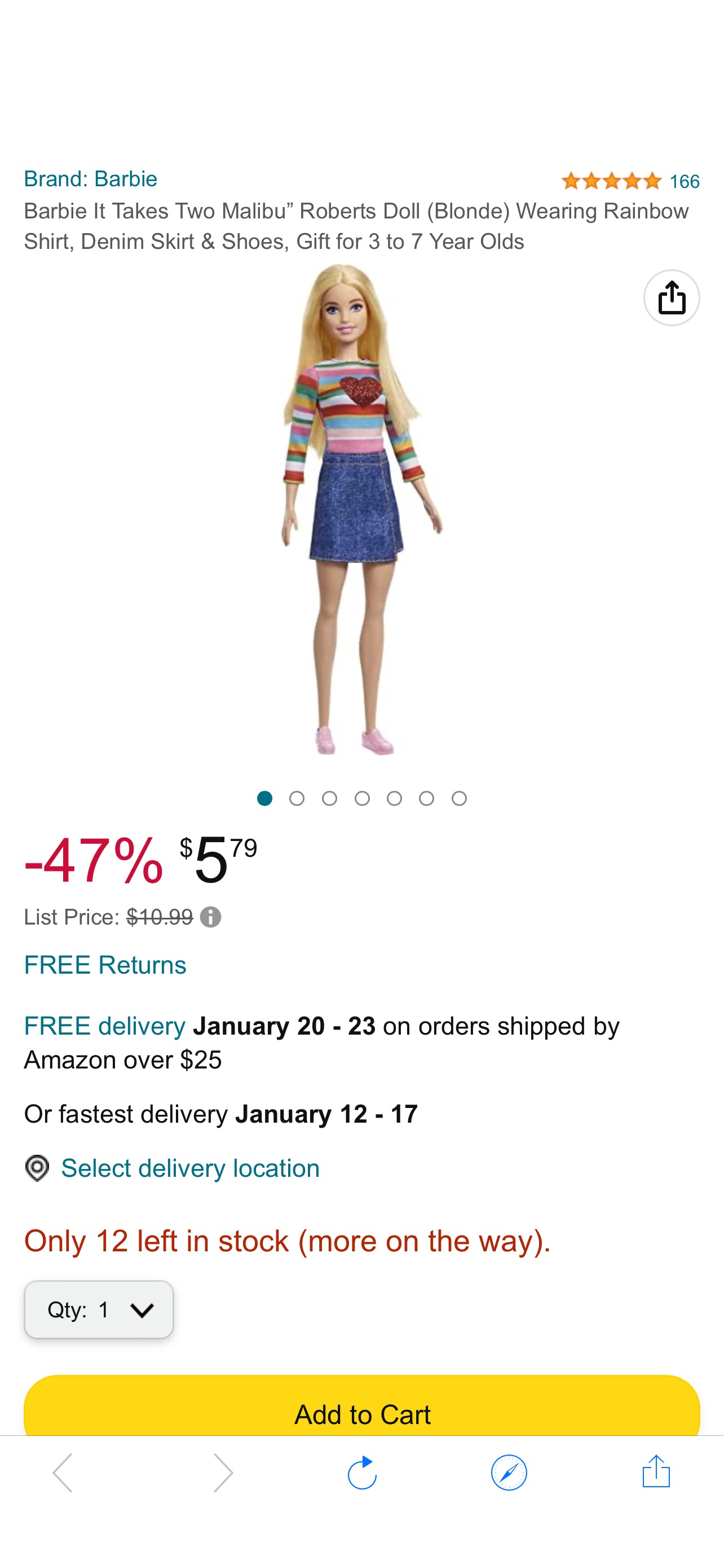 Amazon现有芭比娃娃清仓价