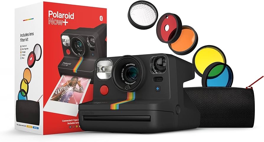 Amazon.com : Polaroid Now+ Black (9061) - Bluetooth Connected I-Type Instant Film Camera with Bonus Lens Filter Set