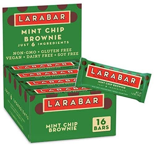 Larabar Mint Chip Brownie, Gluten Free Vegan Fruit & Nut Bar, 1.6 oz Bars, 16 Ct