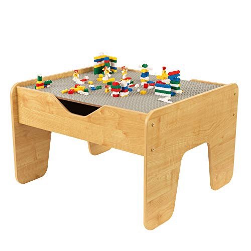 KidKraft 木质双面游戏桌，带195个积木
