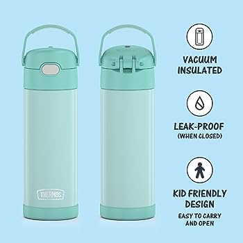 Amazon.com: THERMOS FUNTAINER 16 Ounce Stainless Steel Vacuum Insulated Bottle with Wide Spout Lid, Mint: Home & Kitchen