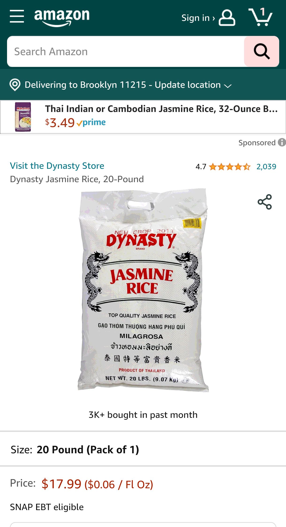 Amazon.com : Dynasty Jasmine Rice, 20-Pound : Dried Jasmine Rice : Grocery & Gourmet Food