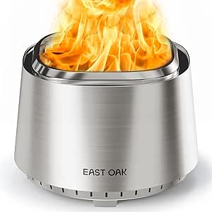 Amazon.com : EAST OAK Fire Pit Smokeless 21&#39;&#39; Firepits for Outside Patio, 304 Stainless Steel Wood Burning Fireplaces, Portable Outdoor Bonfire Pit with Poker, 
