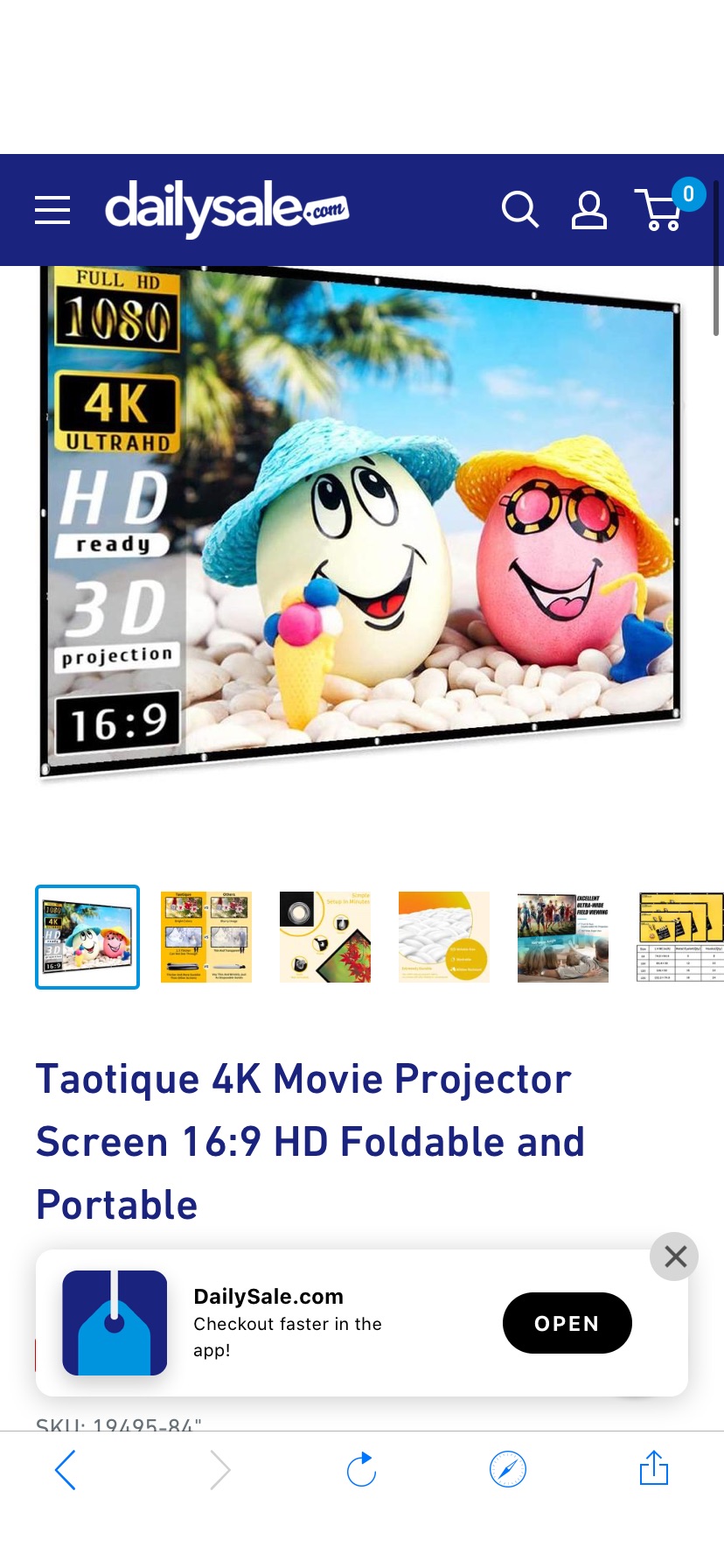 Taotique 4K Movie Projector Screen 16:9 HD Foldable and Portable– DailySale电影放映机屏幕