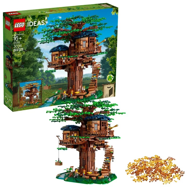 LEGO Ideas Tree House 21318, Model Construction Set for 16 Plus Year Olds with 3 Cabins, Interchangeable Leaves, Minifigures and a Bird Figure - Walmart.com乐高树屋