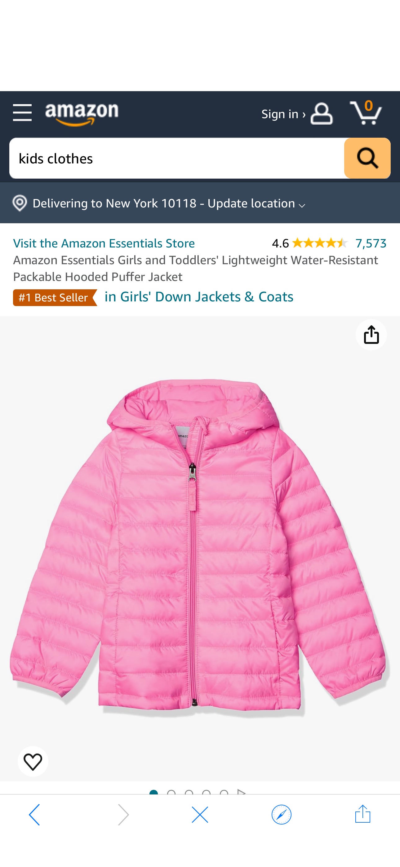 Amazon.com: Amazon Essentials Girls' Lightweight Water-Resistant Packable Hooded Puffer Jacket, Neon Pink, X-Small : Clothing, Shoes & Jewelry
