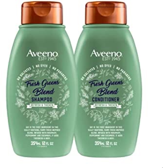 Amazon.com: Aveeno, Fresh Greens Blend Sulfate-Free Conditioner with Rosemary, Peppermint & Cucumber to Thicken & Nourish, Clarifying & Volumizing for Thin or Fine Hair, Paraben-Free, 12oz