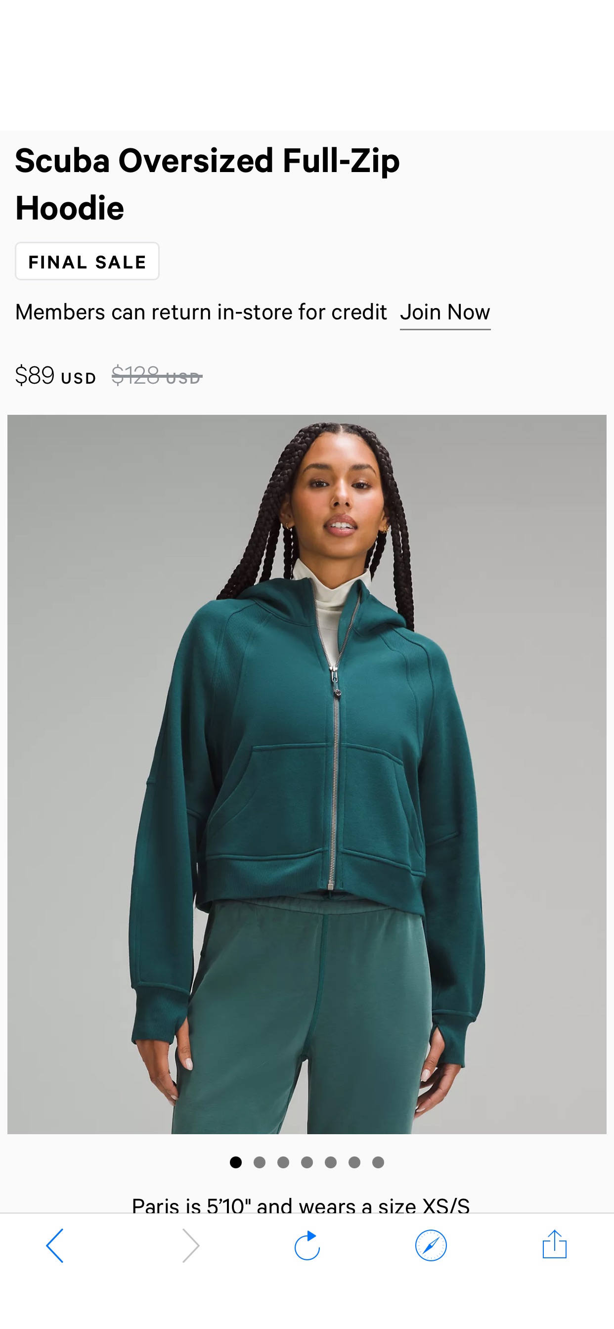 Scuba Oversized Full-Zip Hoodie | Women's Hoodies & Sweatshirts | lululemon Scuba Oversized Full-Zip Hoodie
原價128，現在才89，墨绿色 碼全