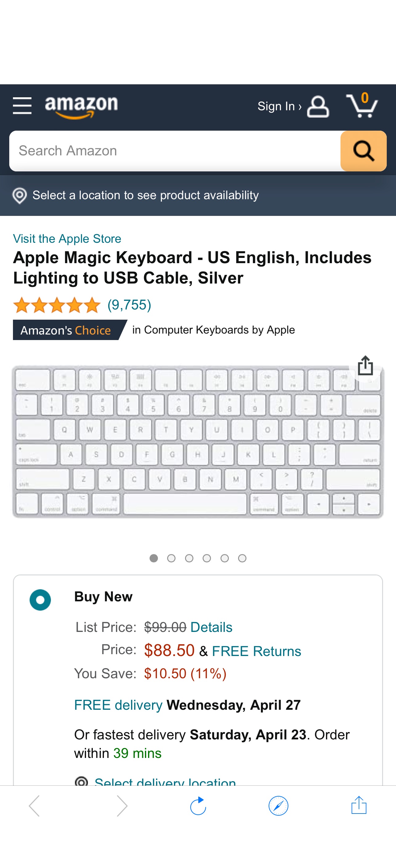 苹果Apple Magic Keyboard - US English, Includes Lighting to USB Cable, Silver : Electronics