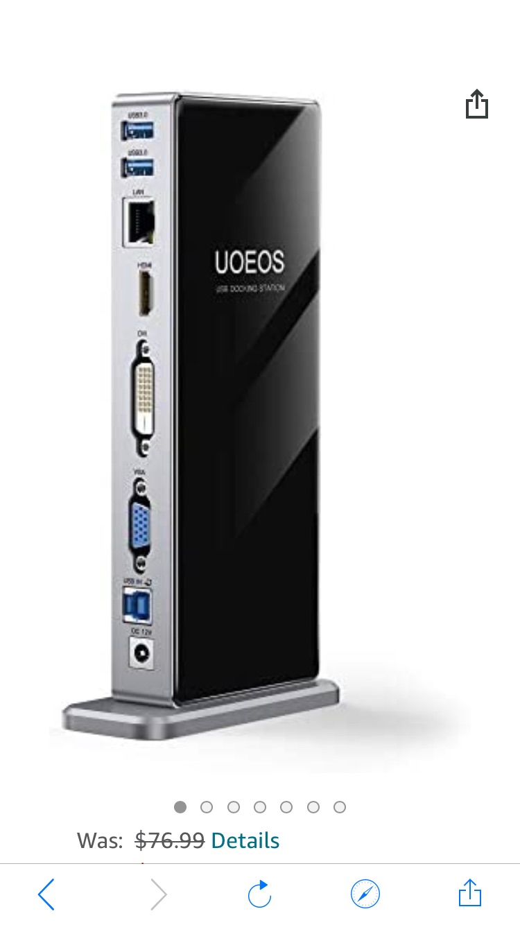 uoeos USB 扩展器 Docking Station, 13 in 1 Triple Display 3.0 USB C Laptop Docking Station Dual Monitor with HDMI & DVI/VGA 5 USB 3.0 Ports,Gigabit Ethernet,Audio&Mic