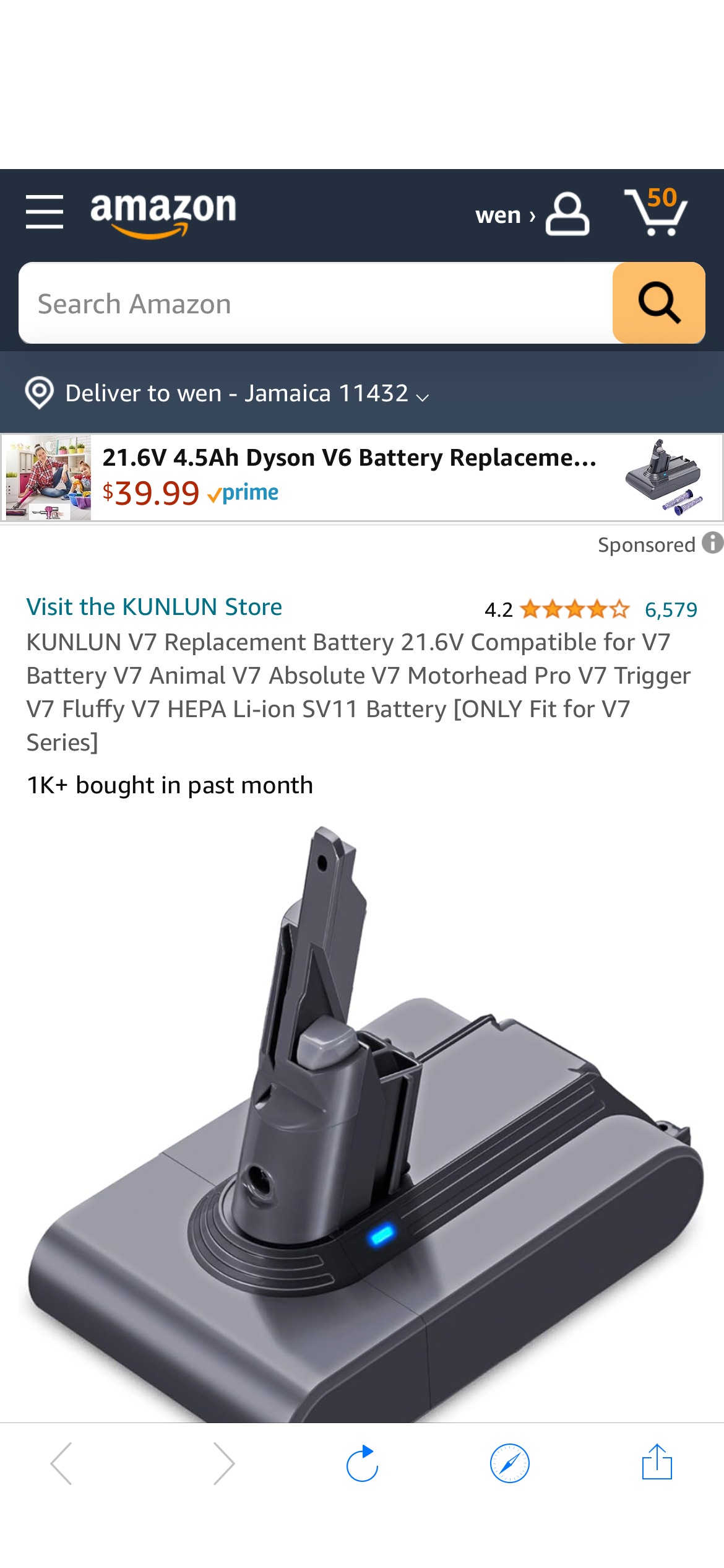Amazon.com: KUNLUN V7 Replacement Battery 21.6V Compatible for V7 Battery V7 Animal V7 Absolute V7 Motorhead Pro V7 Trigger V7 Fluffy V7 HEPA Li-ion SV11 Battery [ONLY Fit for V7 Series] : Home & Kitc