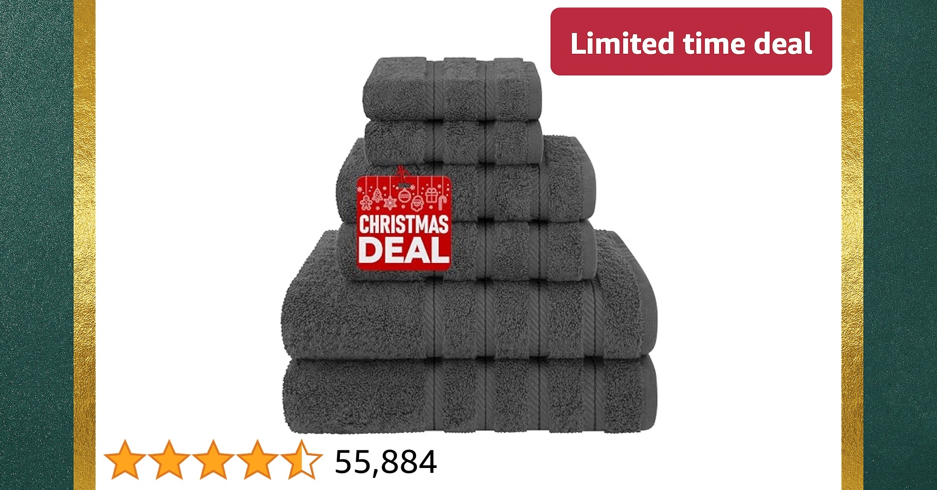 Limited-time deal: American Soft Linen Luxury 6 Piece Towel Set, 2 Bath Towels 2 Hand Towels 2 Washcloths, 100% Turkish Cotton Towels for Bathroom, Gray Towel Sets