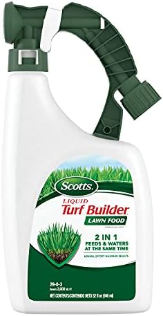 Scotts 液体草坪肥料，适用于所有草类，同时为草坪提供饲料和水，32 液体盎司