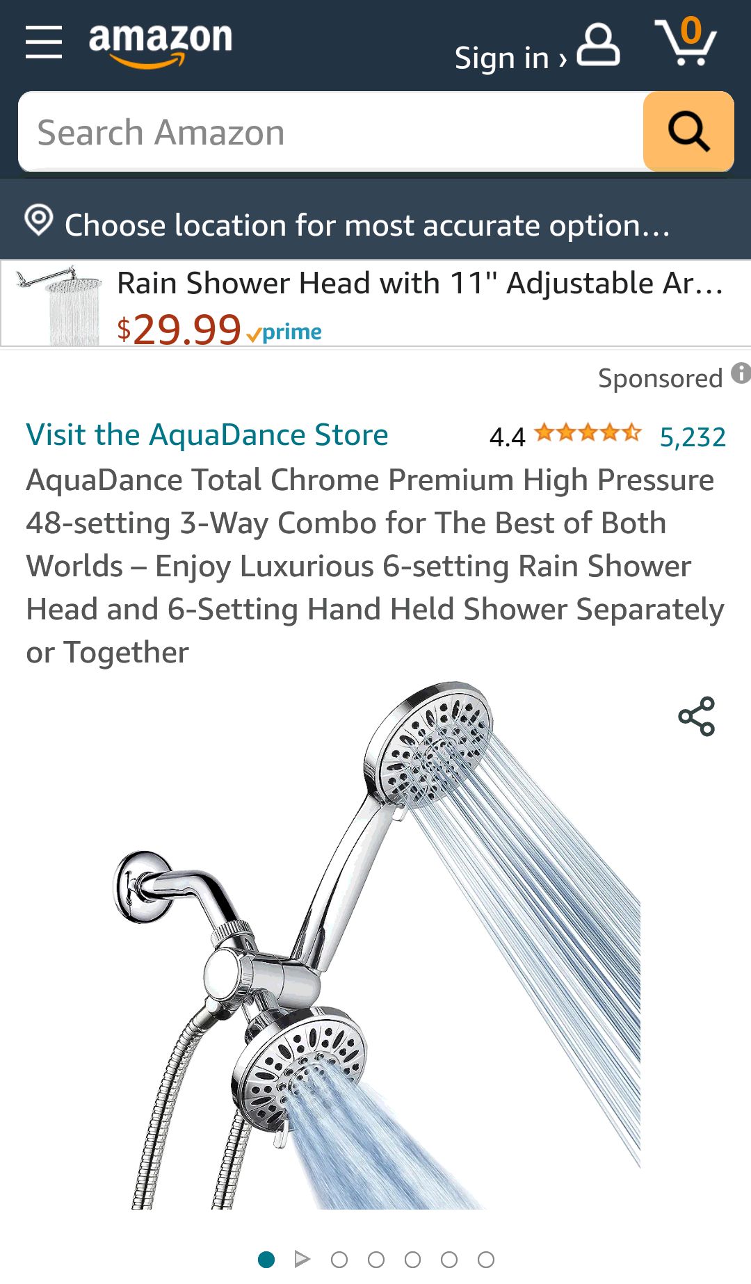 AquaDance Total Chrome Premium High Pressure 48-setting 3-Way Combo for The Best of Both Worlds – Enjoy Luxurious 6-setting Rain Shower Head and 6-Setting Hand Held Shower Separately or Together : Pat