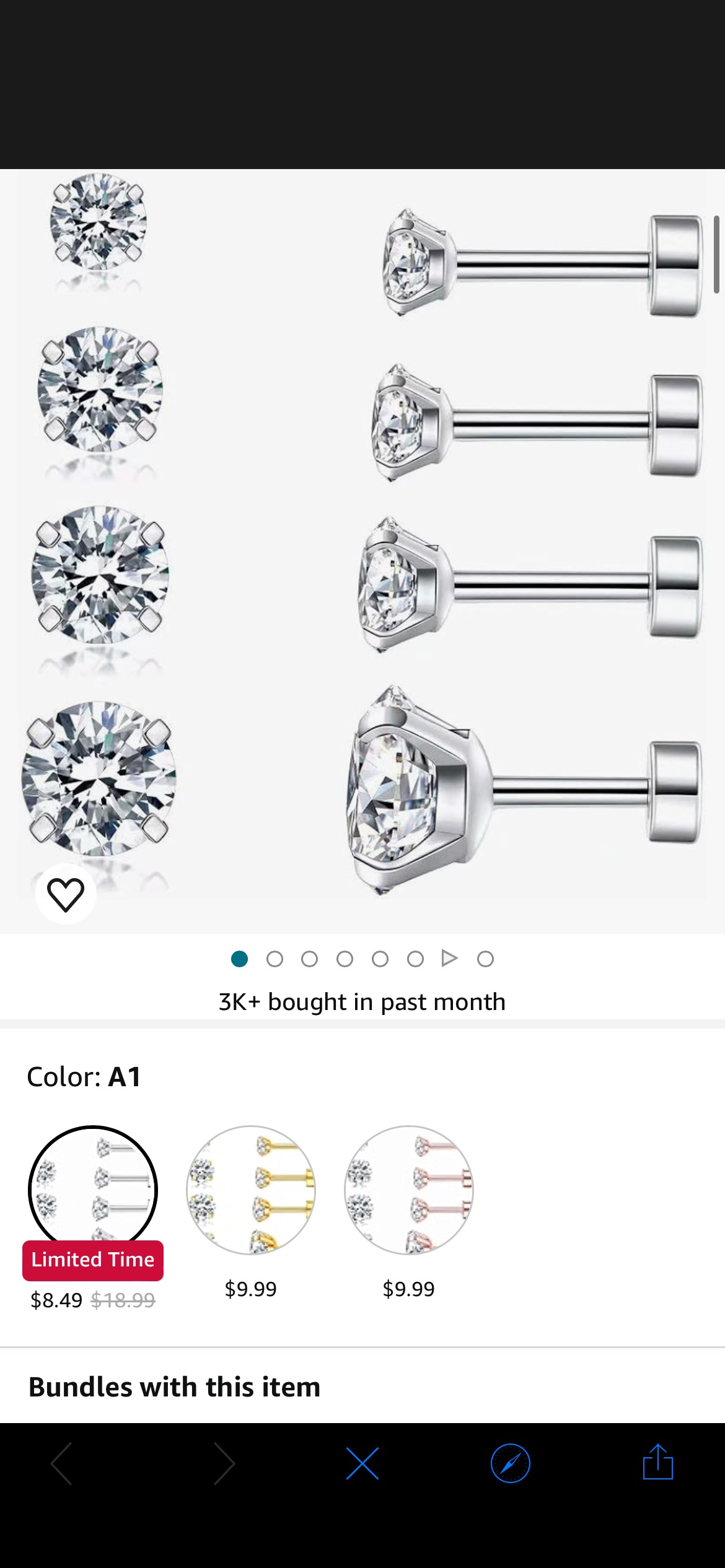 Amazon.com: Cubic Zirconia Hypoallergenic Stud Earrings for Women Men Girls Statement Cartilage Fashion Surgical Steel Helix Earrings 5 Pairs: Clothing, Shoes & Jewelry