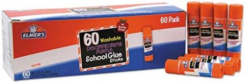 Elmer's Disappearing Purple School Glue Sticks, Washable, 7 Grams, 60 Count