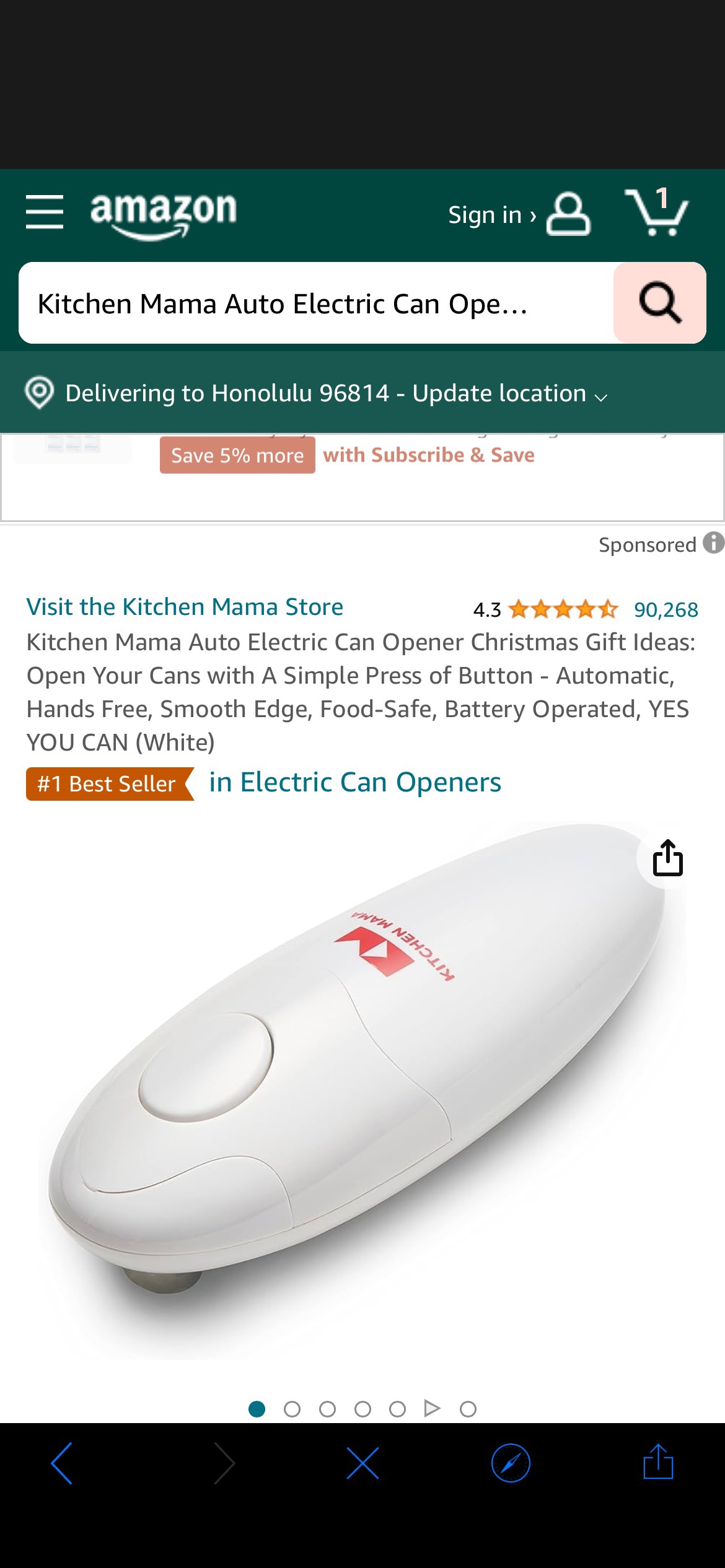 Amazon.com: Kitchen Mama Auto Electric Can Opener Christmas Gift Ideas: Open Your Cans with A Simple Press of Button - Automatic, Hands Free, Smooth Edge, Food-Safe, Battery Operated, YES YOU CAN (Whi