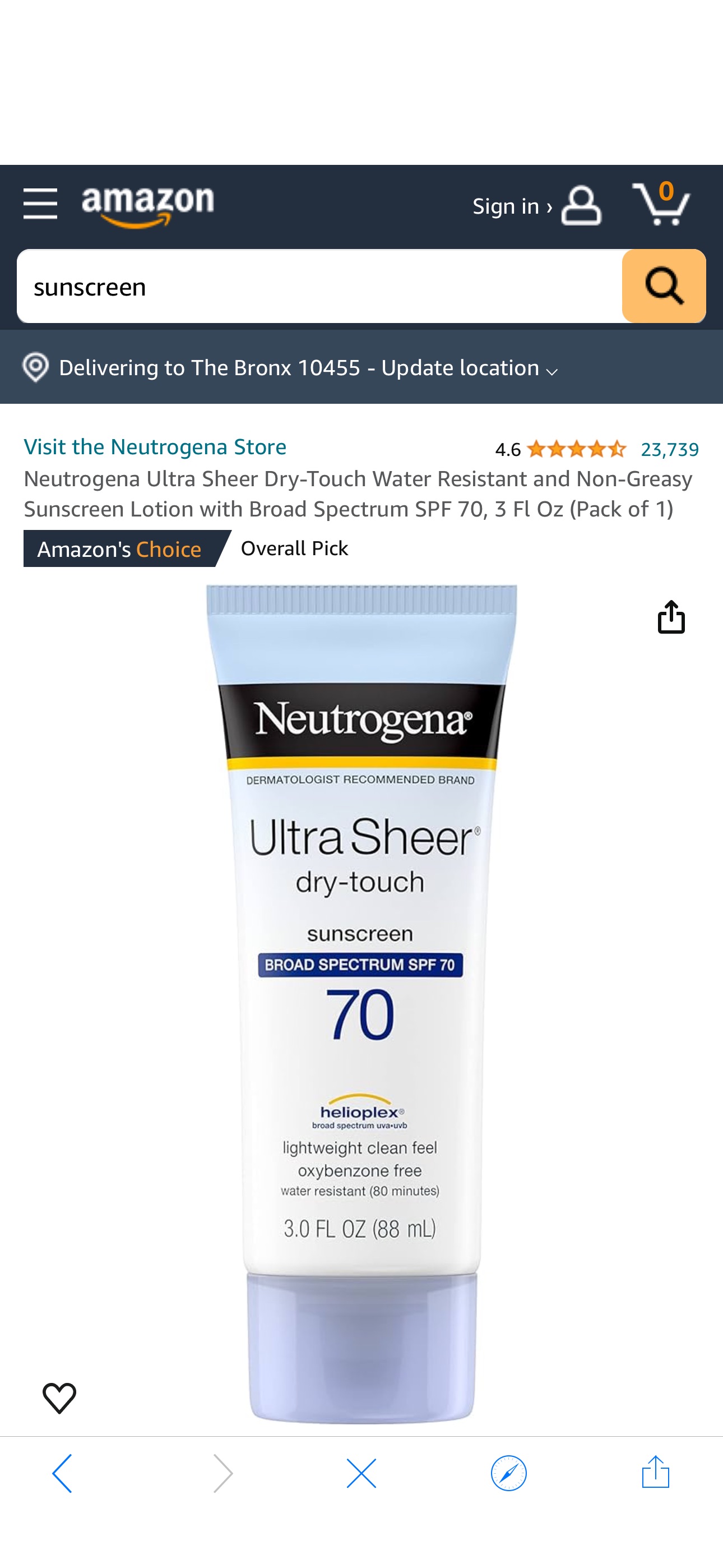 Amazon.com: Neutrogena Ultra Sheer Dry-Touch Water Resistant and Non-Greasy Sunscreen Lotion with Broad Spectrum SPF 70, 3 Fl Oz (Pack of 1) : Beauty & Personal Care