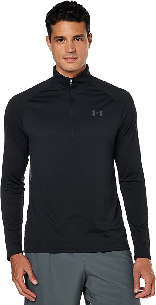 Amazon.com: Under Armour Men's Tech 2.0 1/2 Zip-Up Long Sleeve T-Shirt , Black (001)/Charcoal , Large : Clothing, Shoes & Jewelry