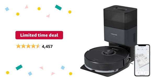 Limited-time deal: roborock Q7 Max+ Robot Vacuum and Mop with Auto-Empty Dock Pure, Hands-Free Cleaning for up to 7 Weeks, APP-Controlled Mopping, 4200Pa Suction, No-Mop&No-Go Zones, 180mins Runtime, 