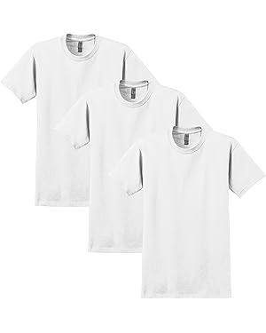 Gildan 成人超棉质 T 恤，白色（3 件装）