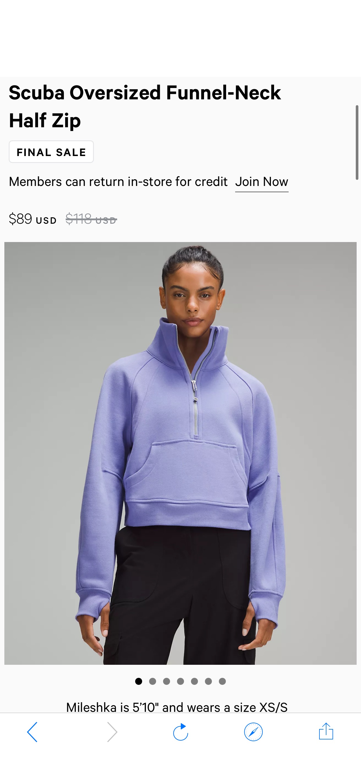 Scuba Oversized Funnel-Neck Half Zip | Women's Hoodies & Sweatshirts | lululemon Scuba Oversized Funnel-Neck Half Zip
原價118，現在才89，紫色 XL/XXL码全
