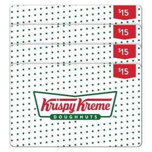 Krispy Kreme $15 电子礼卡4张(共$60)限时特卖