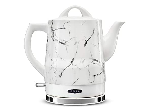 BELLA 1.5 Liter Electric Ceramic Tea Kettle with Boil Dry Protection & Detachable Swivel Base