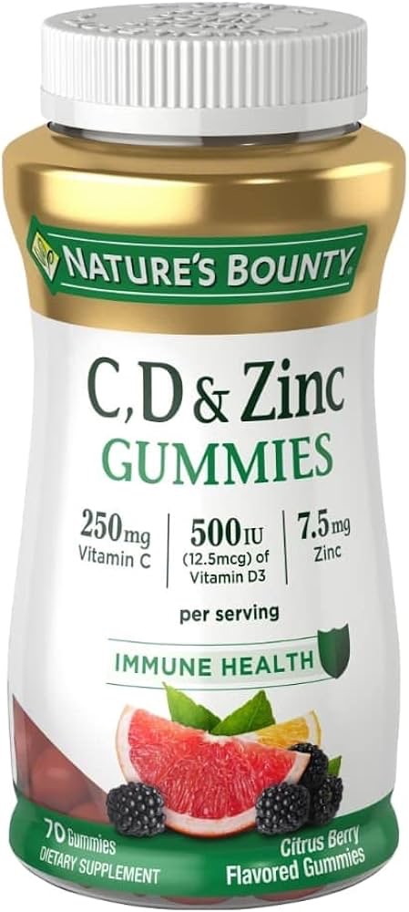 Amazon.com: Nature's Bounty C, D, & Zinc Gummies, Immune Support Gummies for Adults, Citrus Berry, 70 Ct : Health & Household