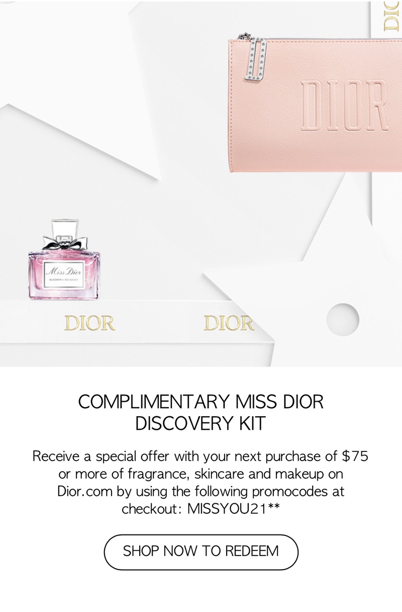 Dior 美妝、保養品、香水，$75以上送化妝包及Miss Dior香水小樣