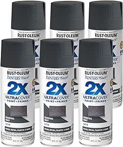 Rust-Oleum 350373-6PK Painter&#39;s Touch 2X Ultra Cover Spray Paint, 12 oz, Satin Charcoal Gray, 6 Pack - Amazon.com