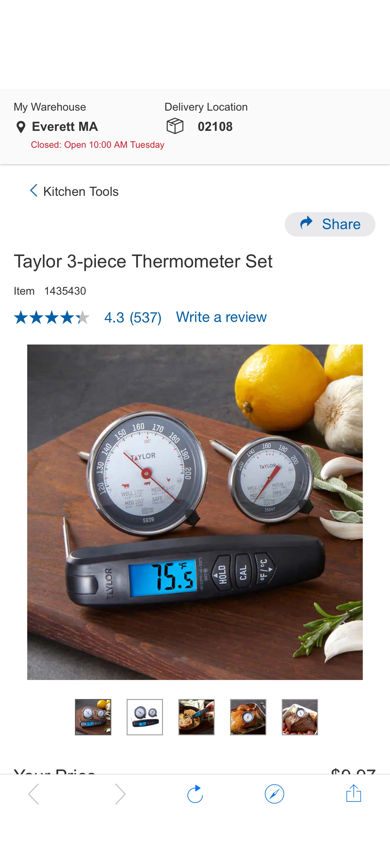 Costco清仓Taylor 3-piece Thermometer Set