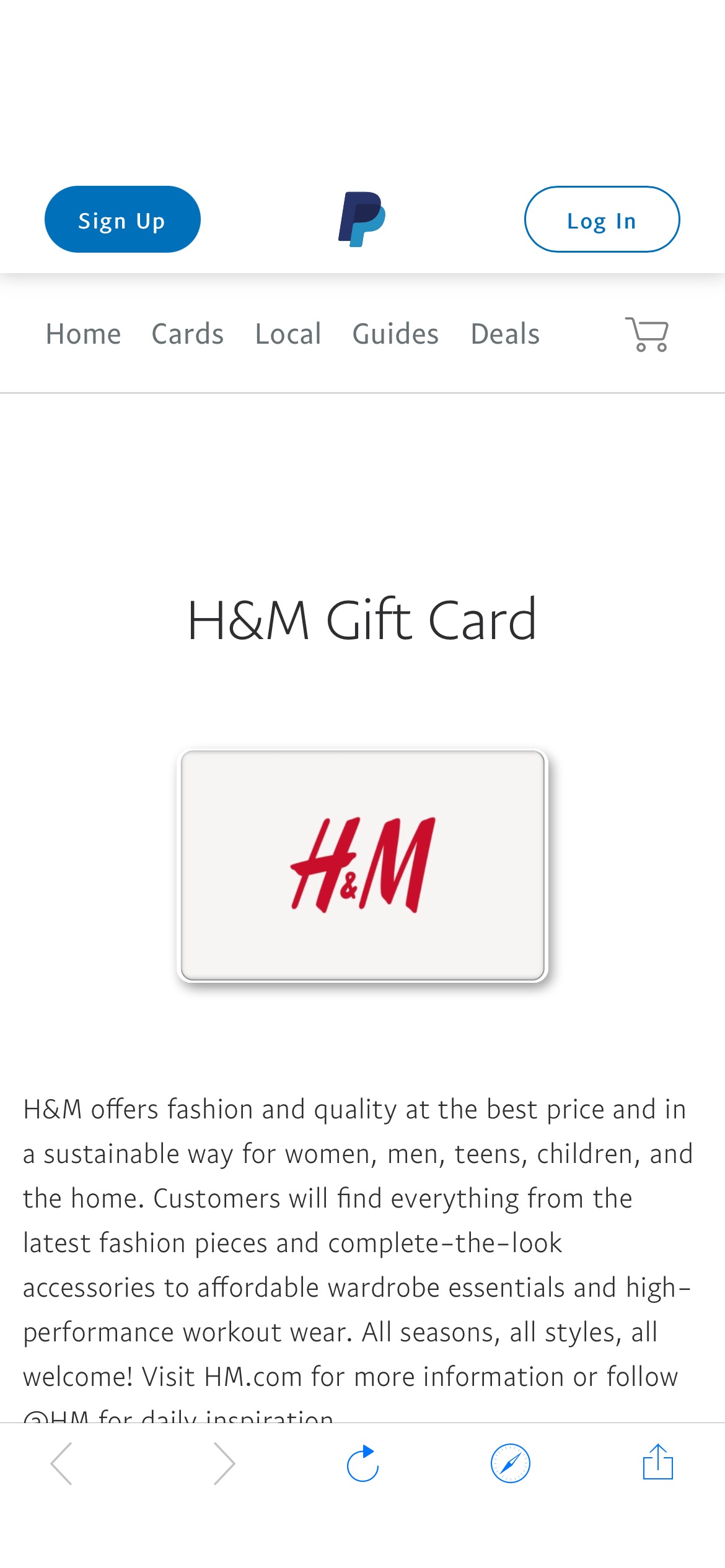 H&M Gift Card $75 八折礼卡折扣