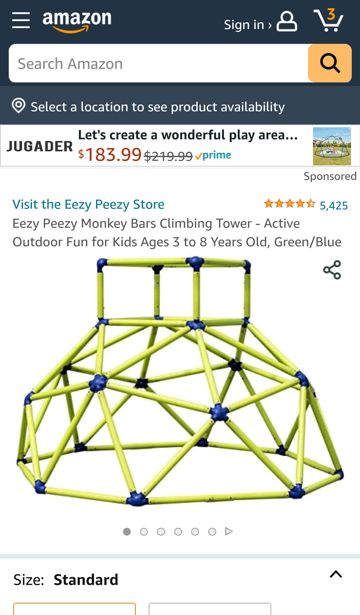 Eezy Peezy Monkey Bars Climbing Tower - Active Outdoor Fun for Kids Ages 3 to 8 Years Old, Green/Blue : Toys & Games