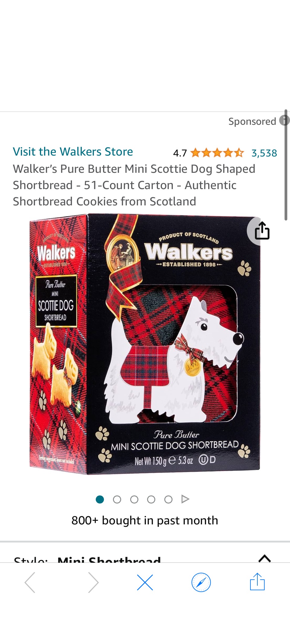 Amazon.com : Walker’s Pure Butter Mini Scottie Dog Shaped Shortbread - 51-Count Carton - Authentic Shortbread Cookies from Scotland : Everything Else